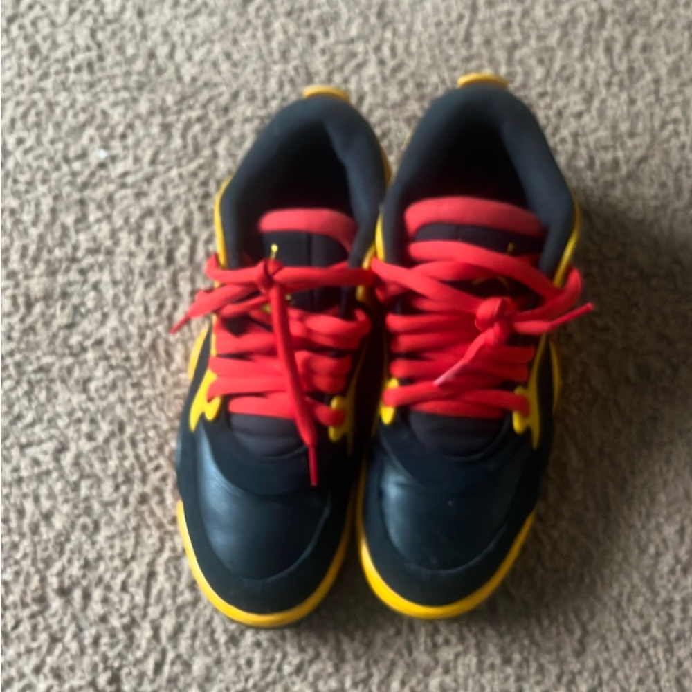 Jordan Kids Black and Yellow Sneakers with Red Accents